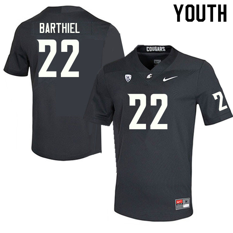 Youth #22 Gavin Barthiel Washington State Cougars College Football Jerseys Sale-Charcoal